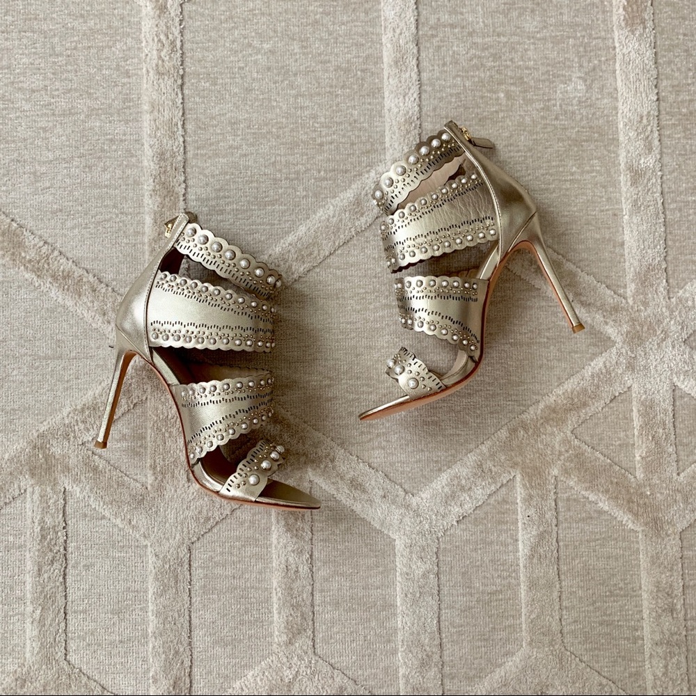 Pearl studded heels. Size 6.5